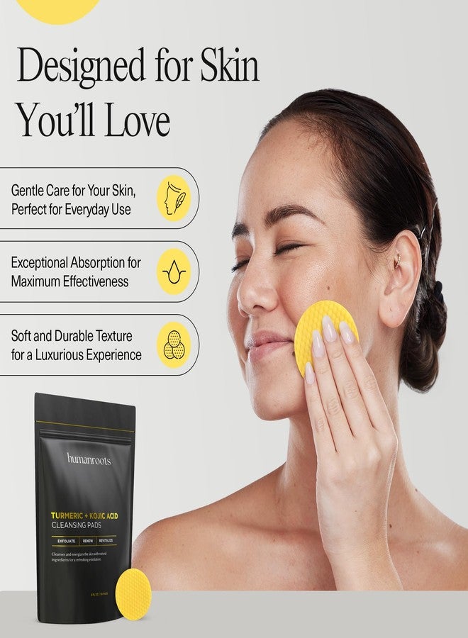 humanroots Turmeric Kojic Acid Cleansing Pads - Turmeric Face Scrub Pads with Vitamin C (30 pads), Kojic Acid and Turmeric Cleansing Pads for Exfoliation - Made With Vitamin B5 - Image 5